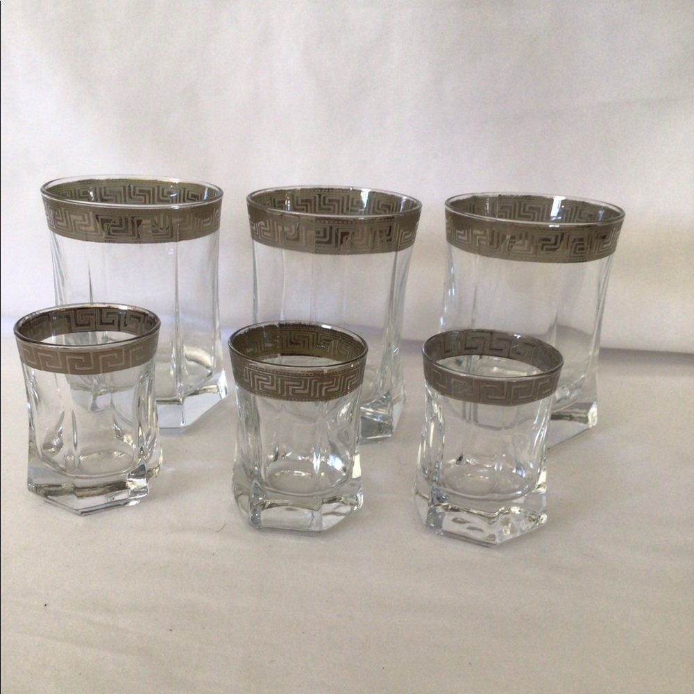 (6) Silver Rim Cocktail glasses